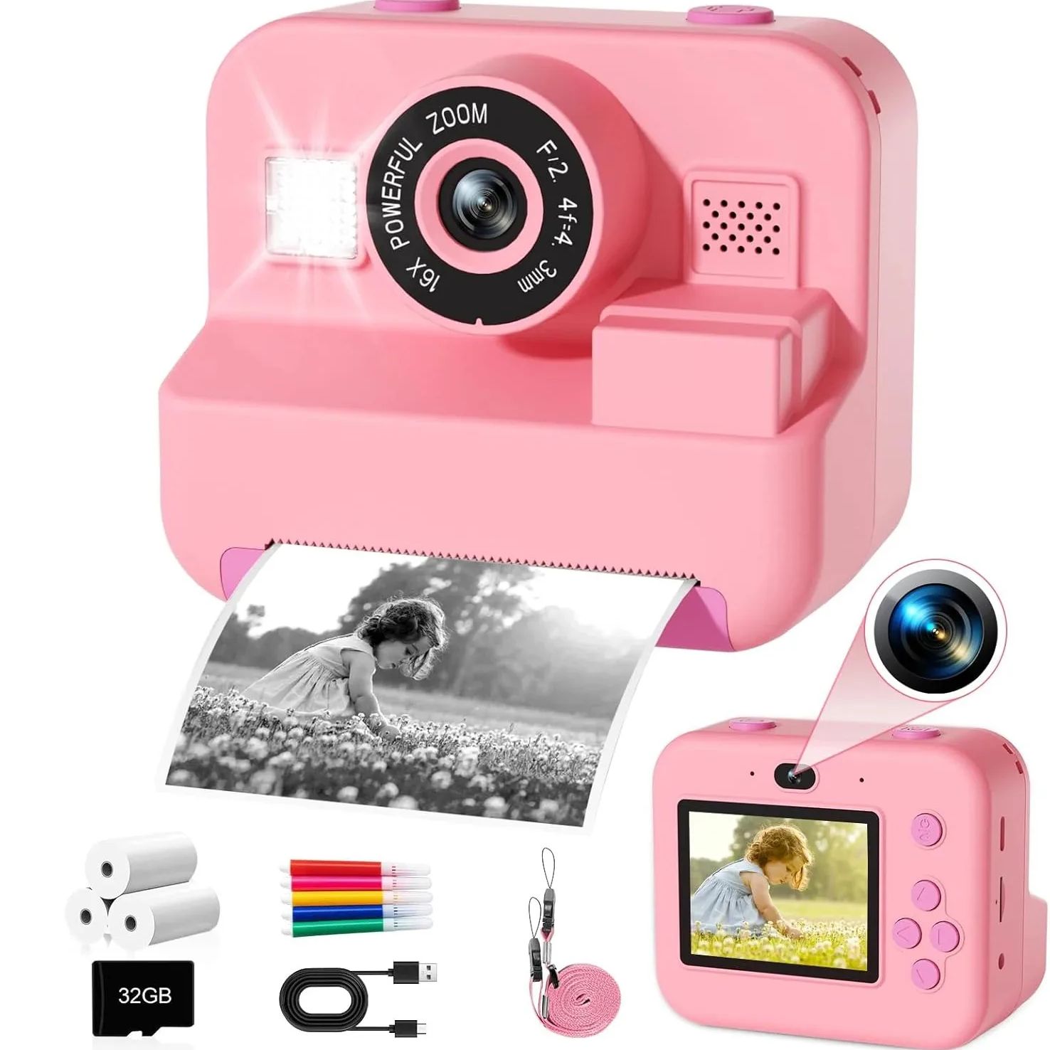 Kids Toys Top View - newInstant Print Camera con scheda 32G